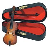 GEWA miniatuurinstrument - cello van hout met strijkstok – lengte ca. 11 cm – decoratie-instrument – cadeau-idee voor muziekliefhebbers