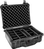 Peli 1520 Flightcase Van Polypropyleen-Copolymeer Voor Elektronica, Optisch Apparatuur, Camera, E.D., Ip67 Waterdicht, Capaciteit: 24L, Gemaakt In Duitsland, Met Klittenband Vakverdeling, Kleur: Zwart