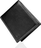 SERASAR Portemonnee [Space] - Zwart/Wit - Leren Portemonnee Heren Leer Bruin - Zeer Soepel Nappa Leer - Portefeuille Heren - Mannen Cadeautjes Cadeau voor Man - Pasjeshouder Mannen