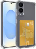 BTH Hoesje voor Samsung Galaxy S25 Edge - Siliconen Hoes met Pashouder - Schokbestendig - Backcover Case - Slank Design Transparant