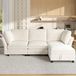 HAUSS SPOLE Canapé d'angle - Canapé Modulaire en L - Avec pouf de rangement et coussins d'accoudoir - 4 places - Pour salon et chambre - Chenille Beige