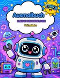 Kleine Robofreunde Ausmalbuch: Süße Roboter, Raumschiffe und Bagger im einfachen Kawaii Stil - Bold and Easy Malbuch für Kinder, Teenager und Erwachsene zur Entspannung