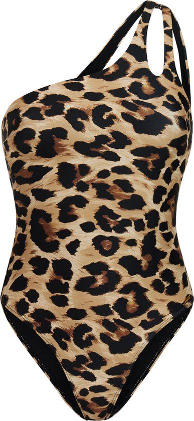 Protest PRTMunroe Dames Badpak One Shoulder Dierenprint Fudge Camel XXL