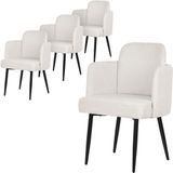 ML-Design Set van 4 eetkamerstoelen Beige Stof Metalen Poten 120 kg