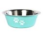 Dehner Lieblingsinge honden- en kattenbak Paw, ca. 7 x 16 x 21 cm, 1560 ml, roestvrij staal, turquoise