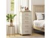 HOMCOM Commode 5 tiroirs en tissu, meuble de rangement avec 4 poches, 2 crochets, structure en acier, 45 x 30 x 94,5 cm, beige