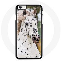 Maniacase Etui iPhone 4/4S Paard wit en zwart dalmatiër groen geel zon wolk zacht pastelkleurig dier veulen
