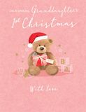 Klassieke Piccadilly Greetings Klassieke kerstkaart, kleindochter 1e kerst, Teddy - 8 x 6 inch