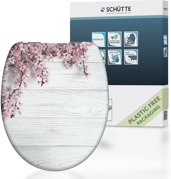 SCHÜTTE WC-Bril FLOWERS & WOOD - Duroplast - Soft Close - Grijs