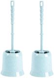 Plasticforte Wc Borstel - 2x - met houder - lichtblauw - kunststof - toiletborstel - 37 cm