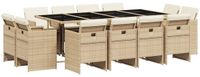 vidaXL 13-delige tuinset met kussens, polyrotan, beige