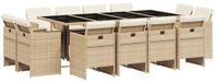 vidaXL 13-delige tuinset met kussens, polyrotan, beige