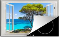 Merkloos KitchenYeah® Inductie beschermer 77x51 cm - Doorkijk - Water - Boom - Inductiebeschermer - Inductiemat