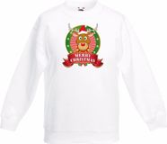 Bellatio Decorations Shoppartners Bv Kerst sweater / Kersttrui voor kinderen met rendier Rudolf print - wit - jongens / meisjes sweater 152/164
