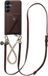 AVY Leren Hoesje geschikt voor Samsung Galaxy S25 / S24 | Met Koord en Magnetische Kaarthouder | Compatibel met MagSafe | Leather Case met 30CM & 130CM Koord & Wallet | Leather and Gold | Chocolate