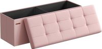 SONGMICS Zitzak met opbergruimte, opvouwbare bank, 38 x 110 x 38 cm, pastelroze