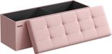 SONGMICS Pouf avec rangement, banc pliable, 38 x 110 x 38 cm, rose pastel
