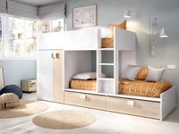 Vente-unique Stapelbed hout natuurlijk licht, wit 90 x 190 cm