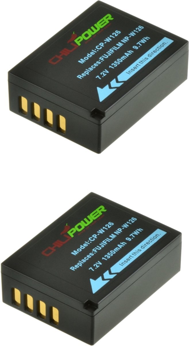 ChiliPower NP-W126 accu voor Fujifilm - 1350mAh - 2-Pack NP-W126 accu voor Fujifilm - 1350mAh - 2-Pack