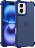 Coverzs matte Shock case geschikt voor iPhone 16 Plus (donkerblauw)
