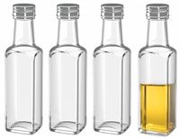 Merkloos Flesjes met schroefdop - 6x - glas - Vierkant - 100 ml