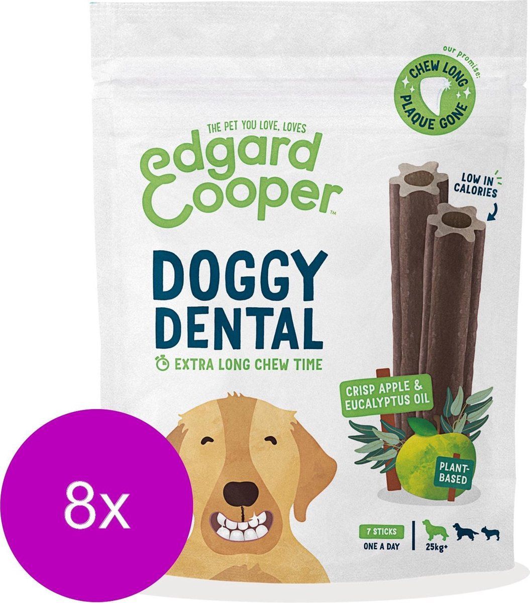 Edgard & Cooper Doggy Dental Appel - Hondensnacks - 8 x L
