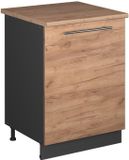 Vicco Wastafelkast Fame-Line, Goudkleurig Eiken/Antraciet, 60 cm