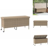 vidaXL Tuinbox met wielen 160x55x75 cm poly rattan beige