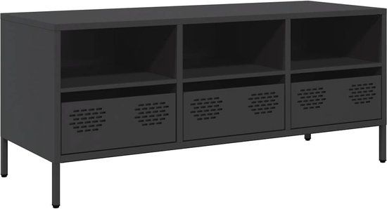 vidaXL Tv-meubel 101,5x39x43,5 cm koudgewalst staal zwart