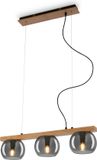 Briloner KYRO Hanglamp met hout, rookglas, 3x E14 max.10W