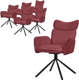 ML-design Eetkamerstoel set van 6 draaibaar rood met rugleuning en armleuning tot 120 kg