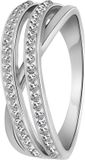 Lucardi Dames Zilveren ring kristal - Ring - 925 Zilver - Zilverkleurig - 18 / 57 mm