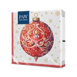 Paw decor Servetten 33 x 33 cm, 20 stuks - Rode Kerstbal Met Ornament