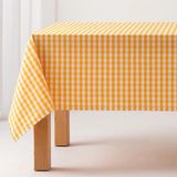 GAMUSI - Vlekbestendig Tafelkleed Katoen Polyester Vichy Ruit - 140 x 180 cm - Geel