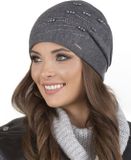 Vivisence Dames Wintermuts - Wolmix Met Zachte Voering Strassteentjes En Parels Achterplooien - Zacht En Warm Voor Koude Dagen Comfort Voor Elke Dag Ideaal Als Cadeau En Wandelingen - Donkergrijs