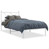 VidaXL Bedframe met hoofdbord metaal wit 90x200 cm