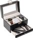 ProCase horlogebox met 3 compartimenten, horlogebox met glazen deksel, horlogekast met uitneembare horlogekussentjes, horlogebox - zwart