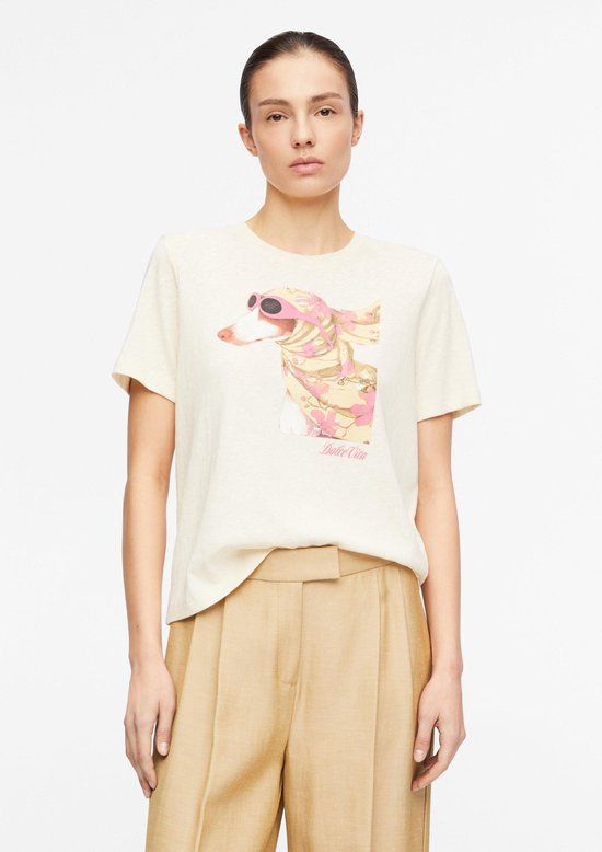 comma T-shirt met dierenprint wit