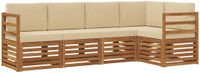 vidaXL - Bank loungeset - 5 zitplaatsen - Natuurlijk en beige - Polyester