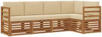 vidaXL - Bank loungeset - 5 zitplaatsen - Natuurlijk en beige - Polyester