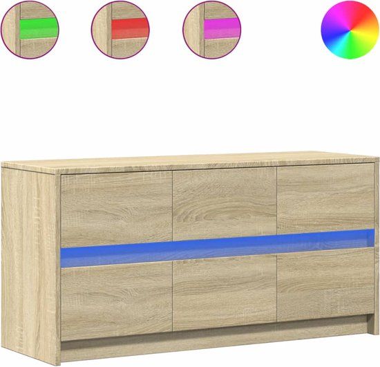 vidaXL Tv-meubel met LED, bewerkt hout, Sonoma eikenkleurig, 100x34x50 cm