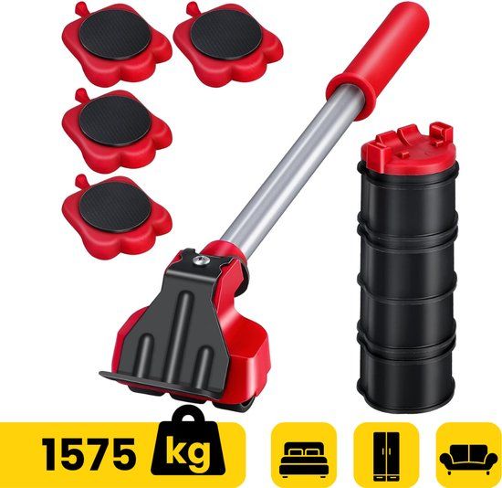 Moeve Meubelroller - 13-delige Transporthulp - 400kg - Rood/Zwart
