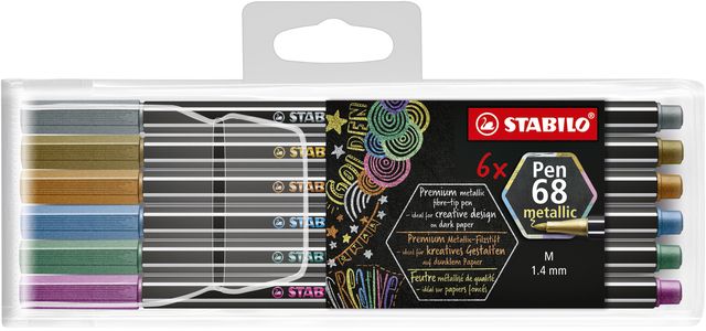 Stabilo Pen 68 Metallic - 6 kleuren - etui van 6 stuks