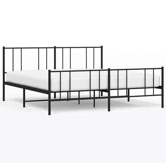vidaXL Metalen Bedframe met Hoofd- en Voeteneinde Zwart 183x213 cm