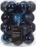 Decoris Kerstballen - 50 stuks - 6 cm - Kunststof - Donkerblauw