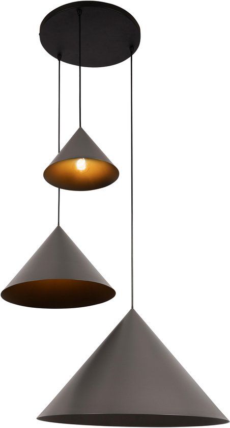 Lucide SPITZE - Hanglamp - Ø 68 cm - 3xE27 - Grijs