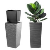 KADAX Bloempot, bloembak van kunststof, plantenbak voor bloemen, binnen en buiten, tuin, balkon, terras, huis, weerbestendig, imitatie rotan (68 cm hoog, grafiet)