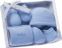 Gamberritos Babykledingset Jongens Blauw Katoen Lange Mouw Hartjes One Size 4 Stuks