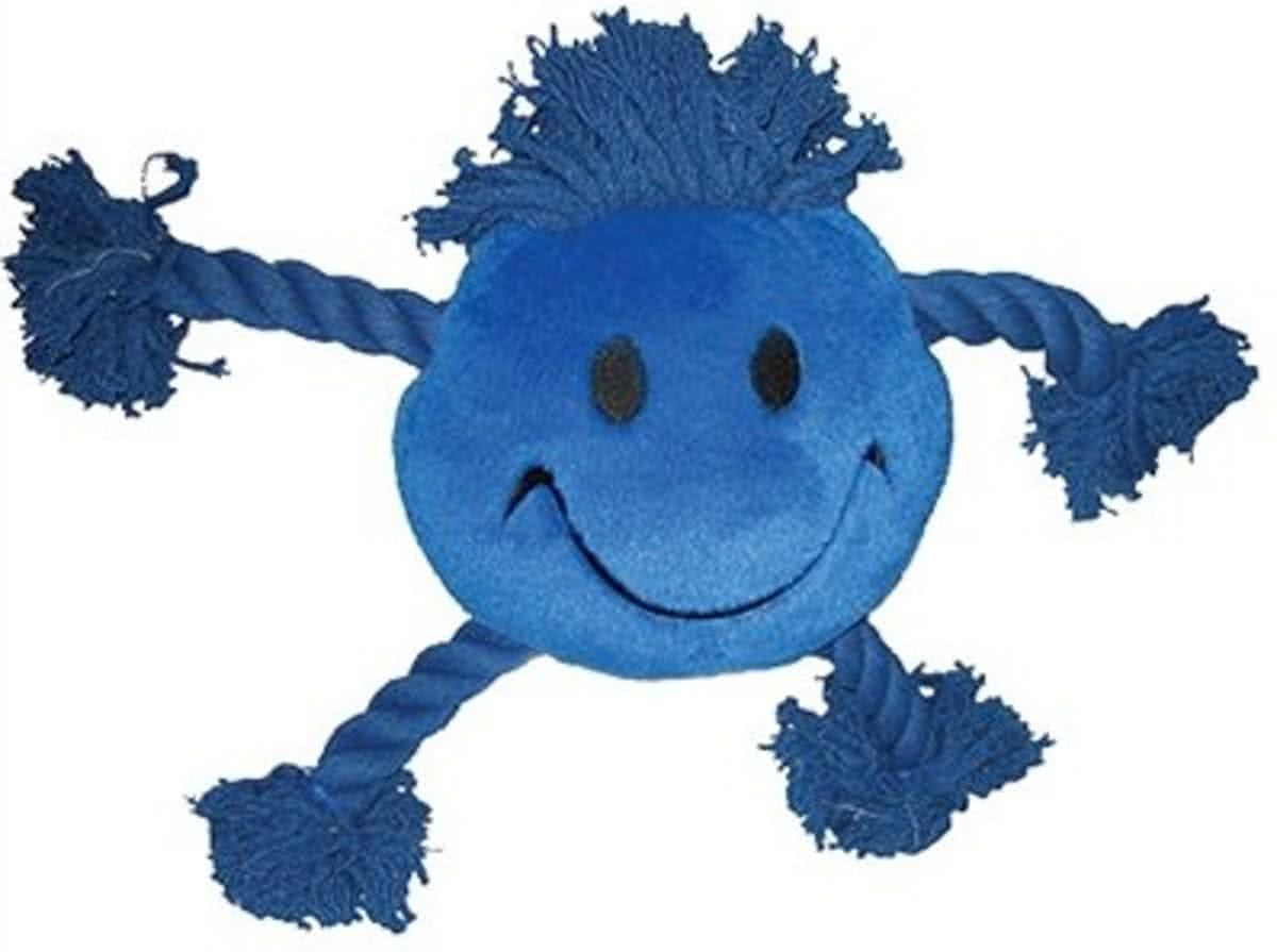HAPPY PET Happy Faces Pluche Smiley - Blauw - 29 x 26 x 8 cm