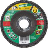 wolfcraft - Disque lamelle - 115mm - Grain 60 - Plateau abrasif à lamelles pour meuleuse d'angle pour métal - 2028099